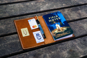 No.33 Personalized Leather Field Notes Cover - Chocolate Brown