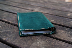No.33 Personalized Leather Field Notes Cover - Crazy Horse Forest Green