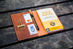 No.33 Personalized Leather Field Notes Cover - Crazy Horse Tan