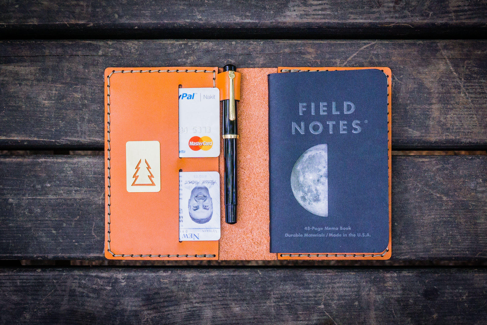 No.33 Personalized Leather Field Notes Cover - Orange