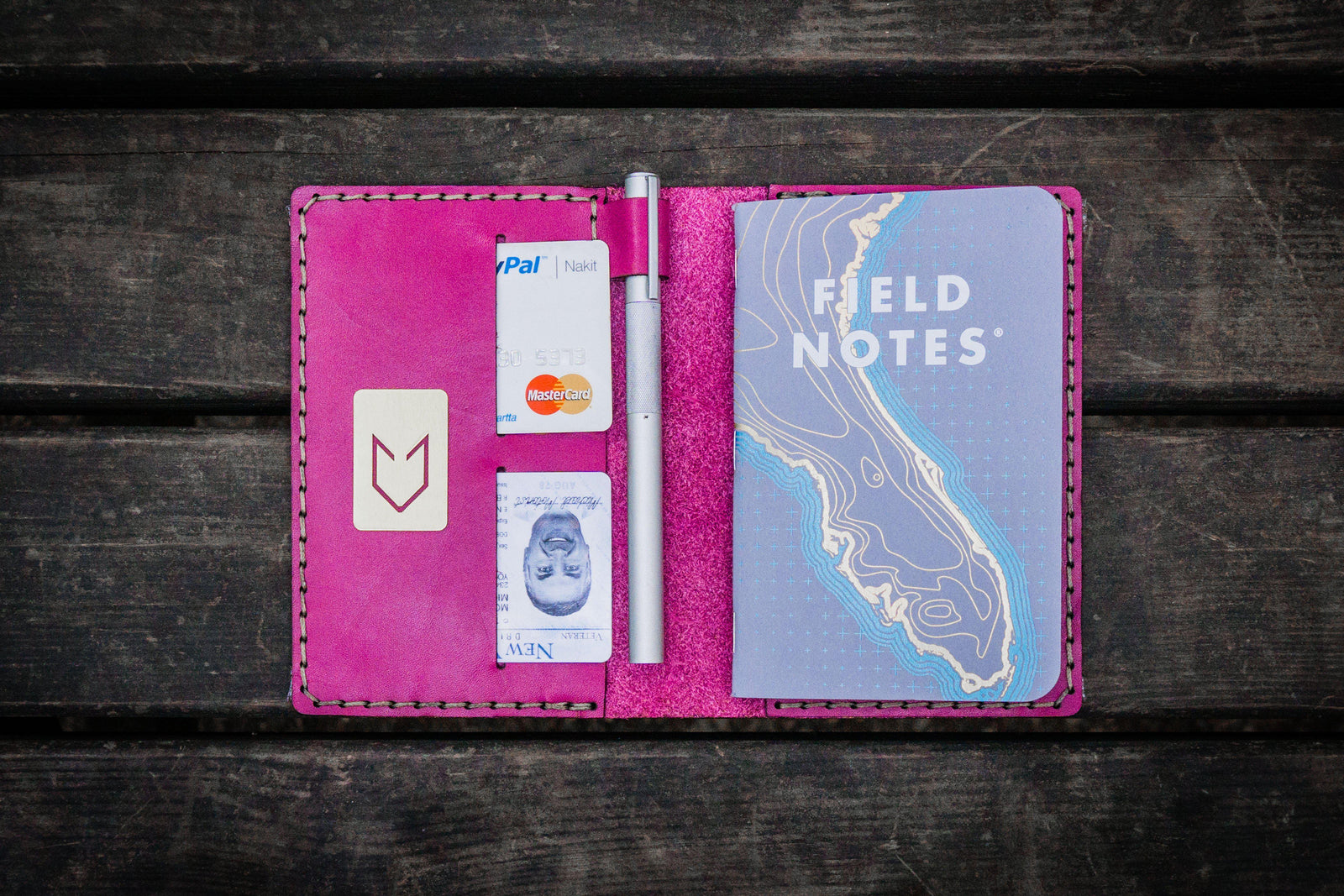 No.33 Personalized Leather Field Notes Cover - Pink