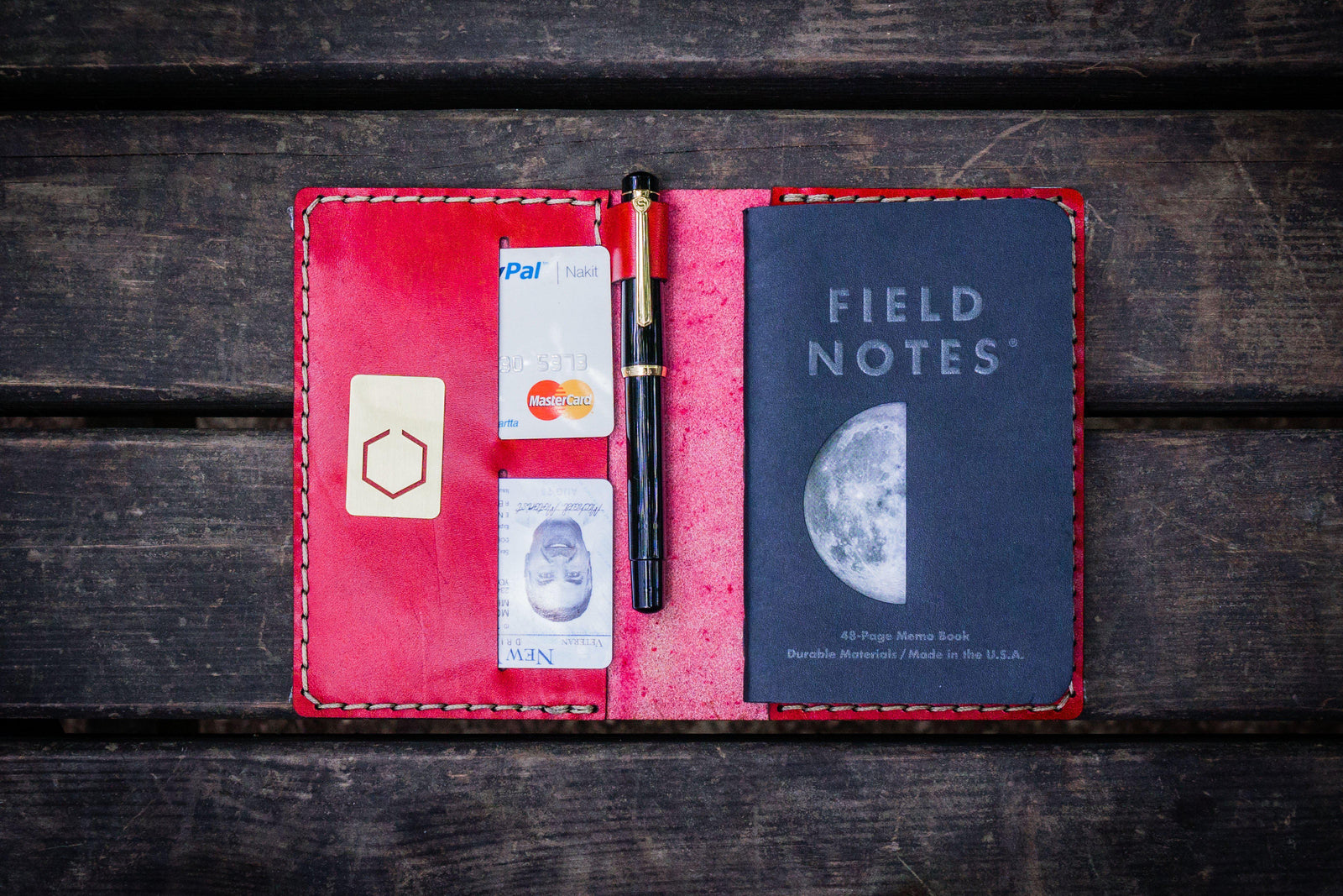 No.33 Personalized Leather Field Notes Cover - Red 2