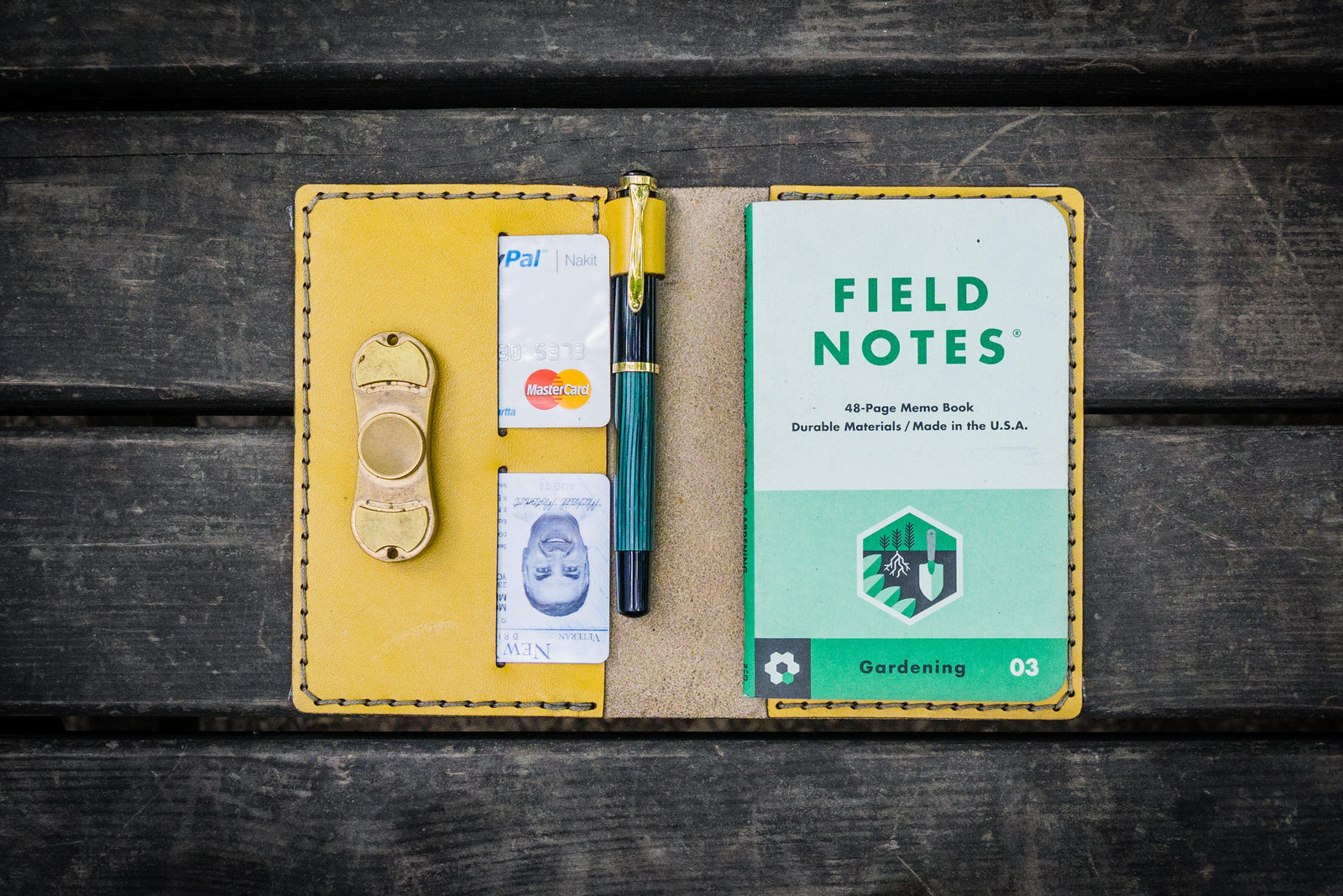 No.33 Personalized Leather Field Notes Cover - Yellow