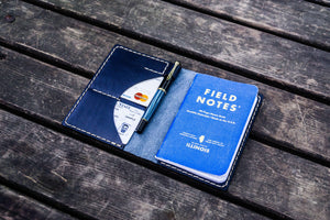 No.44 Personalized Leather Field Notes Cover - Navy Blue