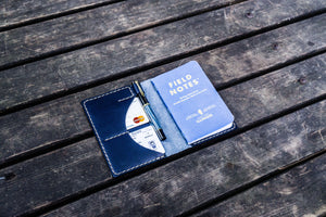 No.44 Personalized Leather Field Notes Cover - Navy Blue