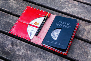 No.44 Personalized Leather Field Notes Cover - Red-2