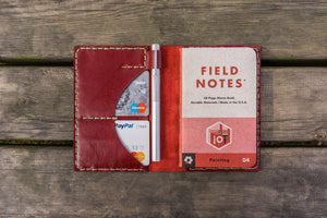 No.44 Personalized Leather Field Notes Cover - Red