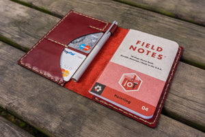 No.44 Personalized Leather Field Notes Cover - Red