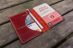 No.44 Personalized Leather Field Notes Cover - Red