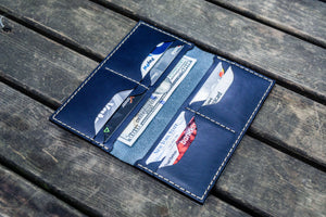 No.49 Handmade Leather Women Wallet - Navy Blue