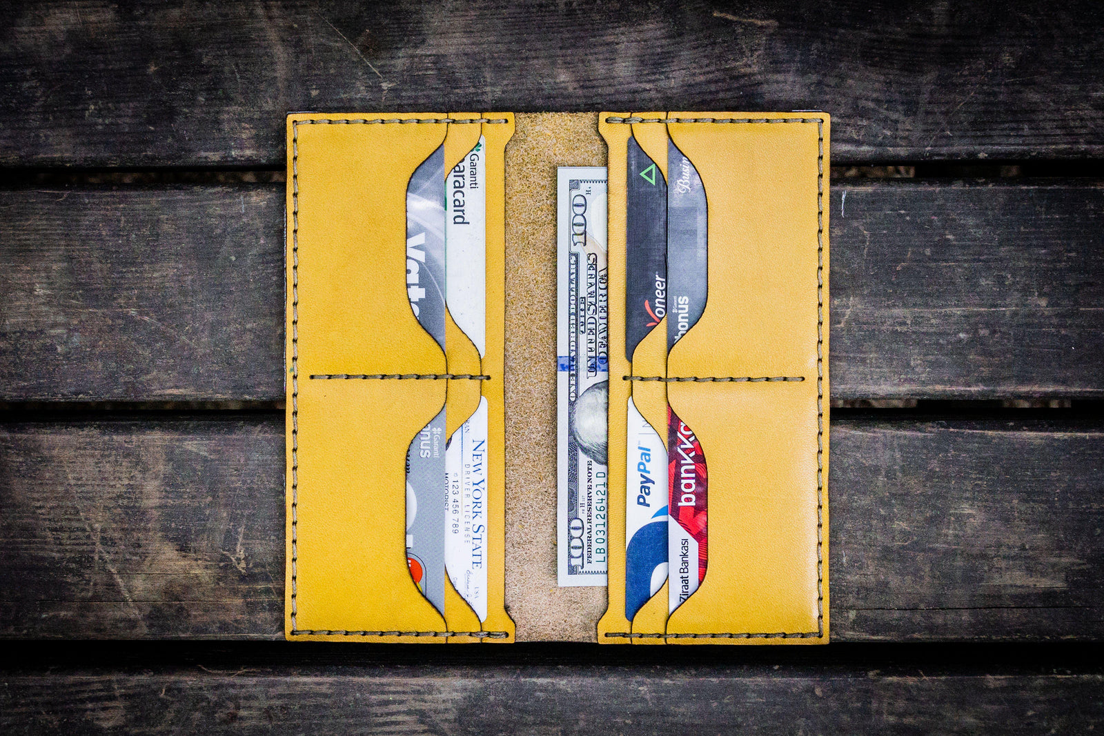 No.49 Handmade Leather Women Wallet - Yellow