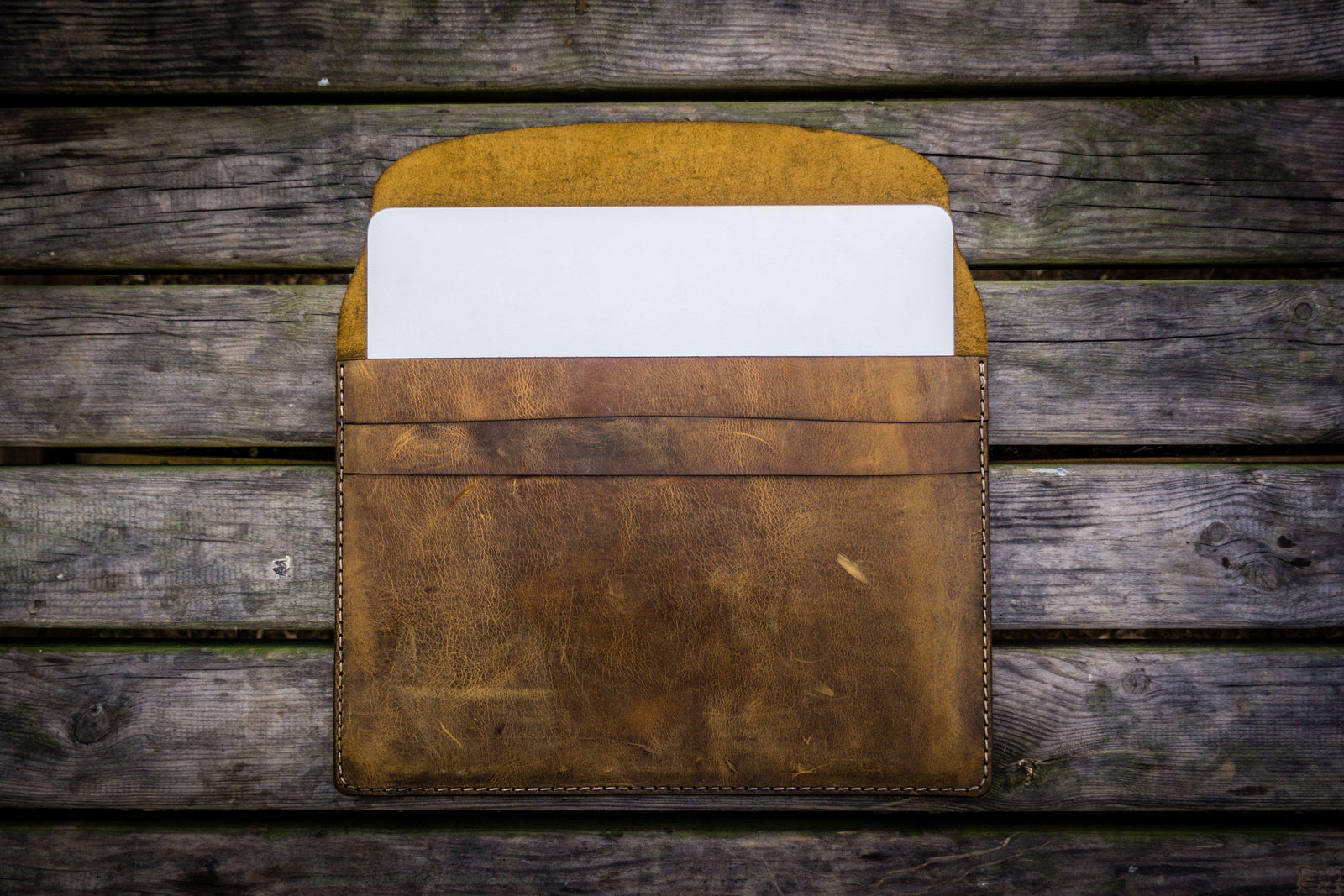 Personalized Leather MacBook Sleeves - Crazy Horse Brown