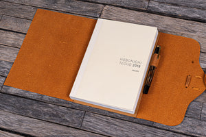 Refillable Leather Wrap Journal / Planner Cover - Crazy Horse Brown