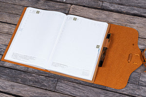 Refillable Leather Wrap Journal / Planner Cover - Crazy Horse Brown