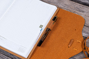 Refillable Leather Wrap Journal / Planner Cover - Crazy Horse Brown