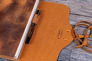 Refillable Leather Wrap Journal / Planner Cover - Crazy Horse Brown
