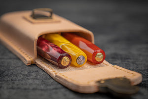 The Old School - Leather Molded Pen Case for 3 Pocket Pens - Undyed Leather